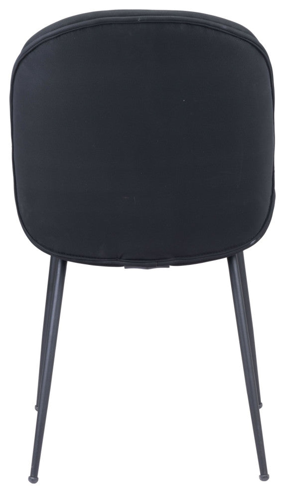 Dining Chair, Set of 2, Steel Metal, Fabric, Black, Black, Kitchen Cafe Bistro