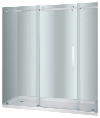 Moselle 72"x35"x77.5" Frameless Sliding Shower Door, Stainless, Left Base