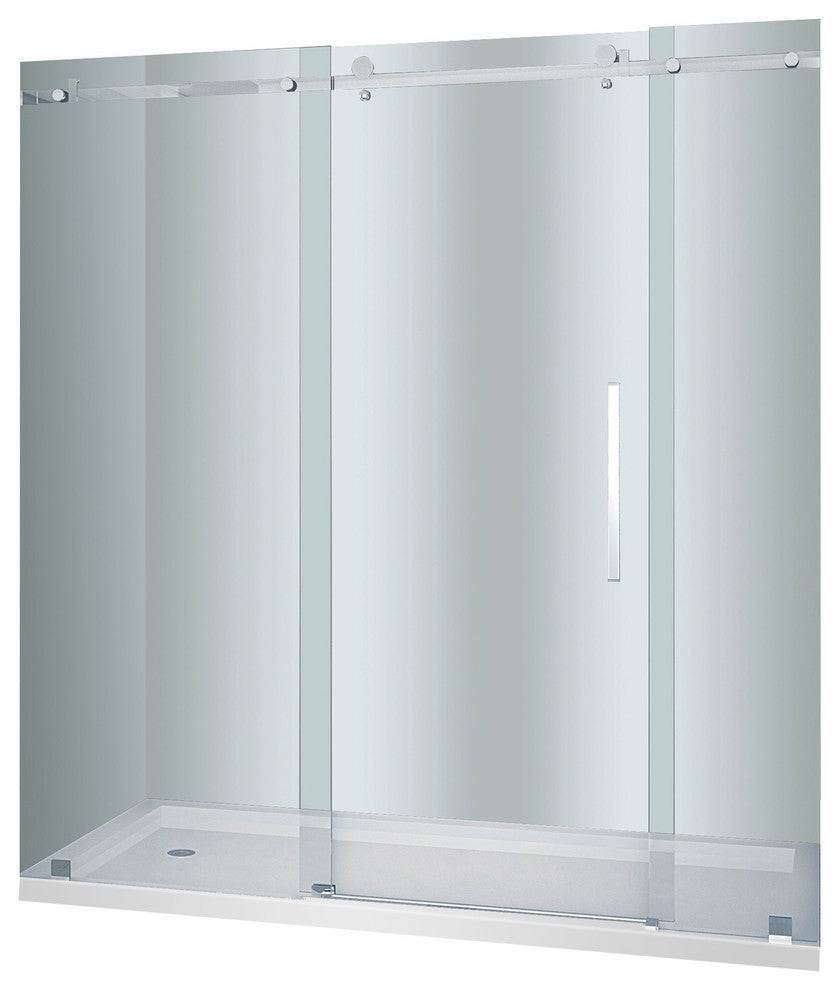 Moselle 72"x35"x77.5" Frameless Sliding Shower Door, Stainless, Left Base