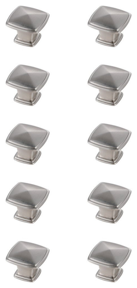 KB2023-NK-10PK Marcel 1.2" Square Knob Multipack, Set of 10, Brushed Nickel