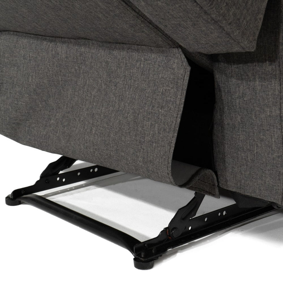 Classic Overstuffed Recliner Chair, Linen Upholstery, Dark Gray