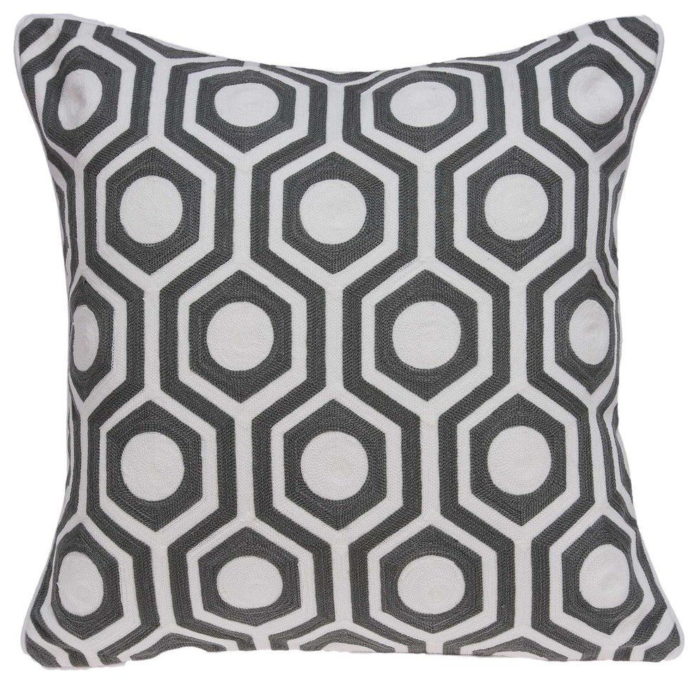 HomeRoots 20" x 7" x 20" Cool Gray and White Pillow Cover With Poly Insert