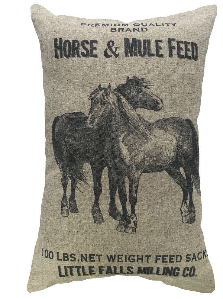 Horse Feed Linen Pillow