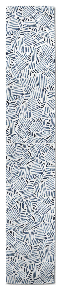 Watercolor Navy Pattern 16x90 Cotton Twill Runner