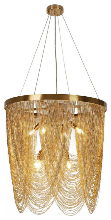 LNC Tracienuri 7-Light Gold Modern Spiral Tiered Chandelier, Rain Chains, Loose Chains