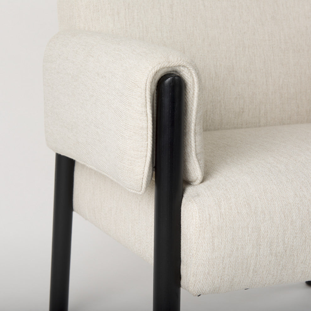 Ashton Beige Twill Fabric w/ Black Solid Wood Accent Chair