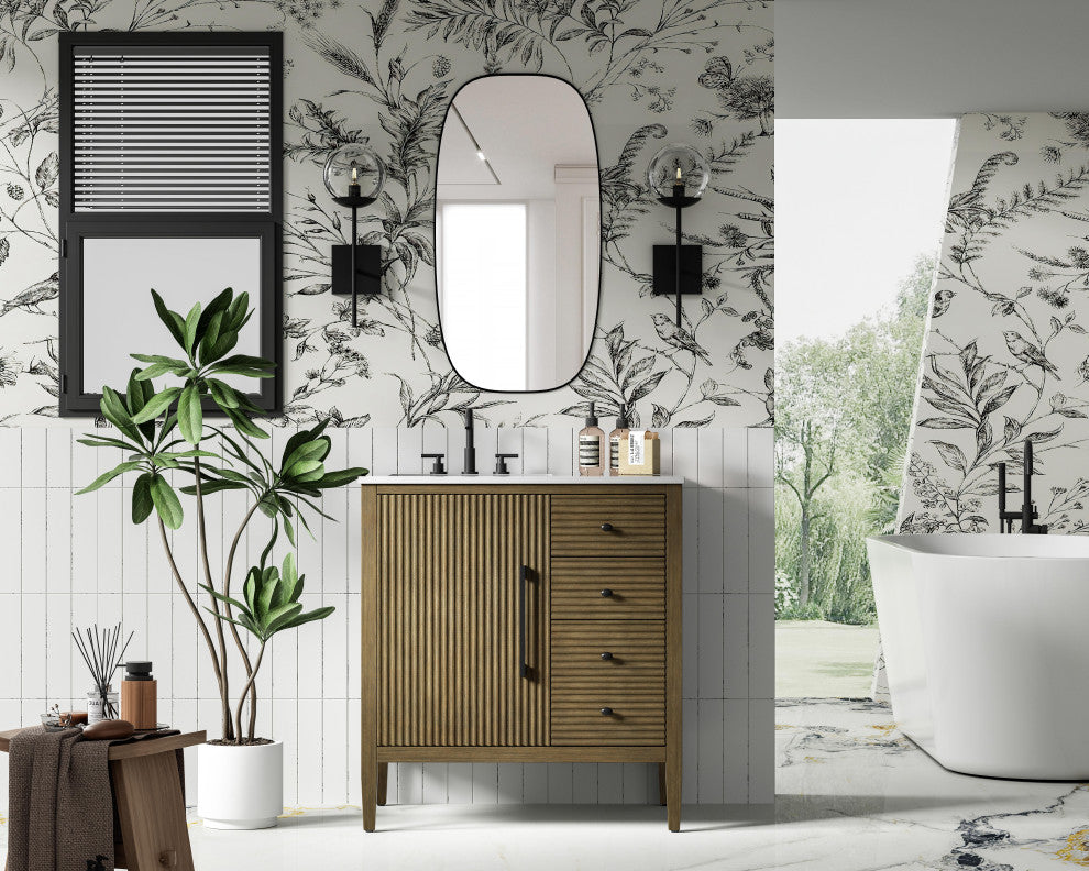 Home Living 32" Single Bathroom Vanity, Hazel Oak