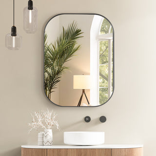 Trielle Rectangular Framed Bathroom Wall Mirror, Gunmetal, 24"