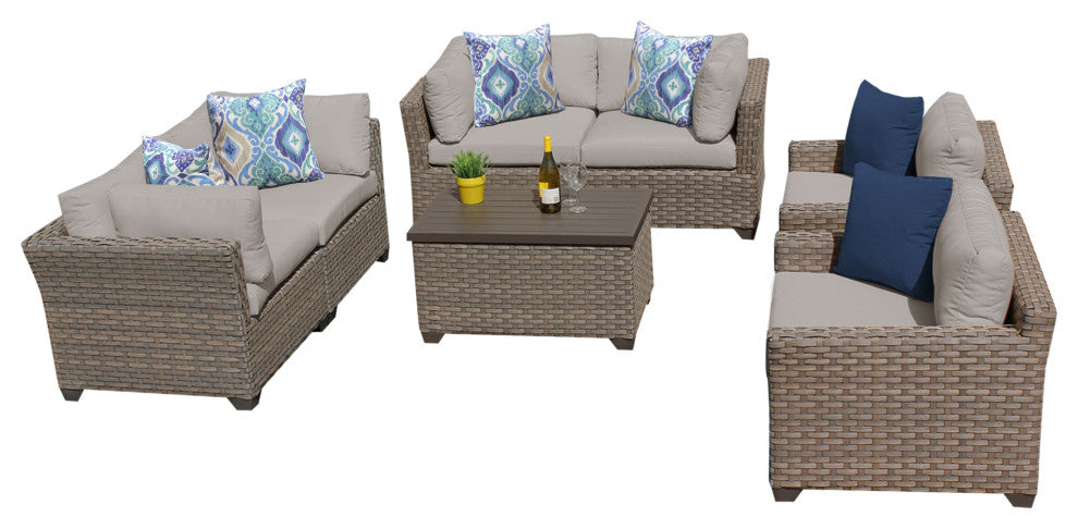 Monterey 7 Piece Outdoor Wicker Patio Furniture Set 07c