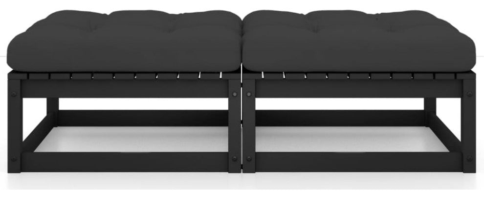 vidaXL Patio Footstools With Cushions 2 pcs Solid Pinewood