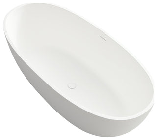Stone Resin Solid Surface Freestanding Bathtub, White, 65"