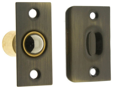 Genuine Solid Brass Wide Square Roller Ball Catch, Antique Brass
