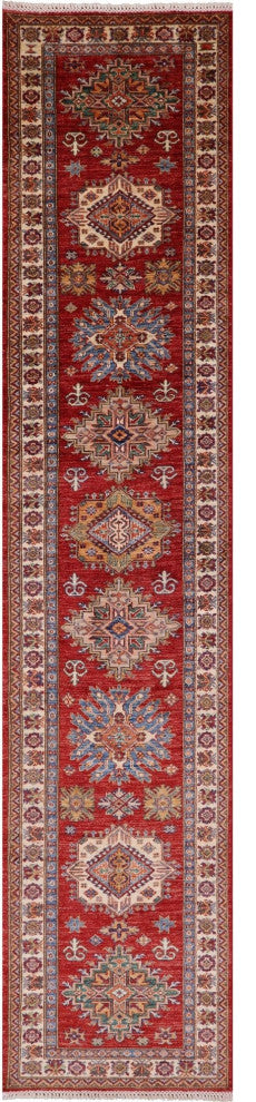 Runner Super Kazak Handmade Rug 2' 8" X 12' 11" - Q12994