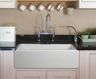 Reversible Smooth/Fluted Single Bowl Fireclay Farm Sink, White, 30"
