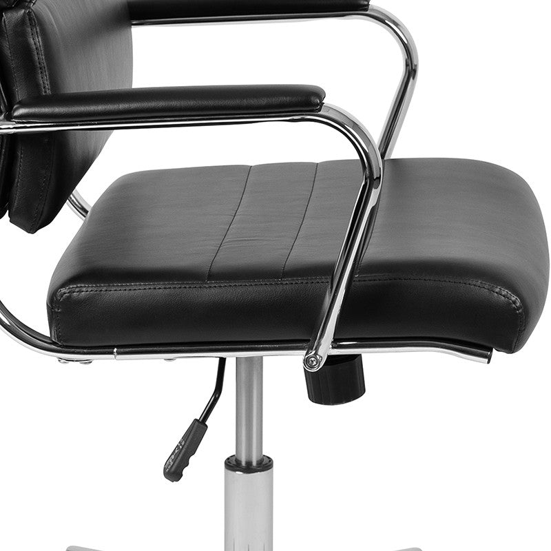 High Back LeatherSoft Contemporary Panel Executive Swivel Office Chair, Black