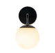 1-Light Milky Glass Globe Wall Sconce, Black