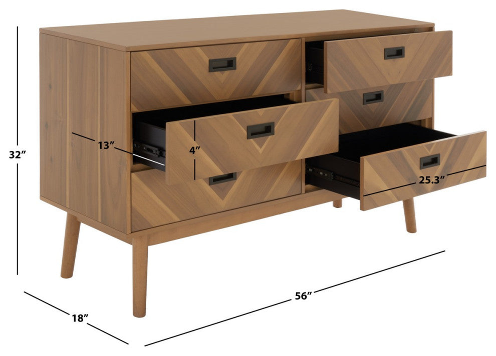 Safavieh Couture Donald 6 Drawer Dresser, Natural