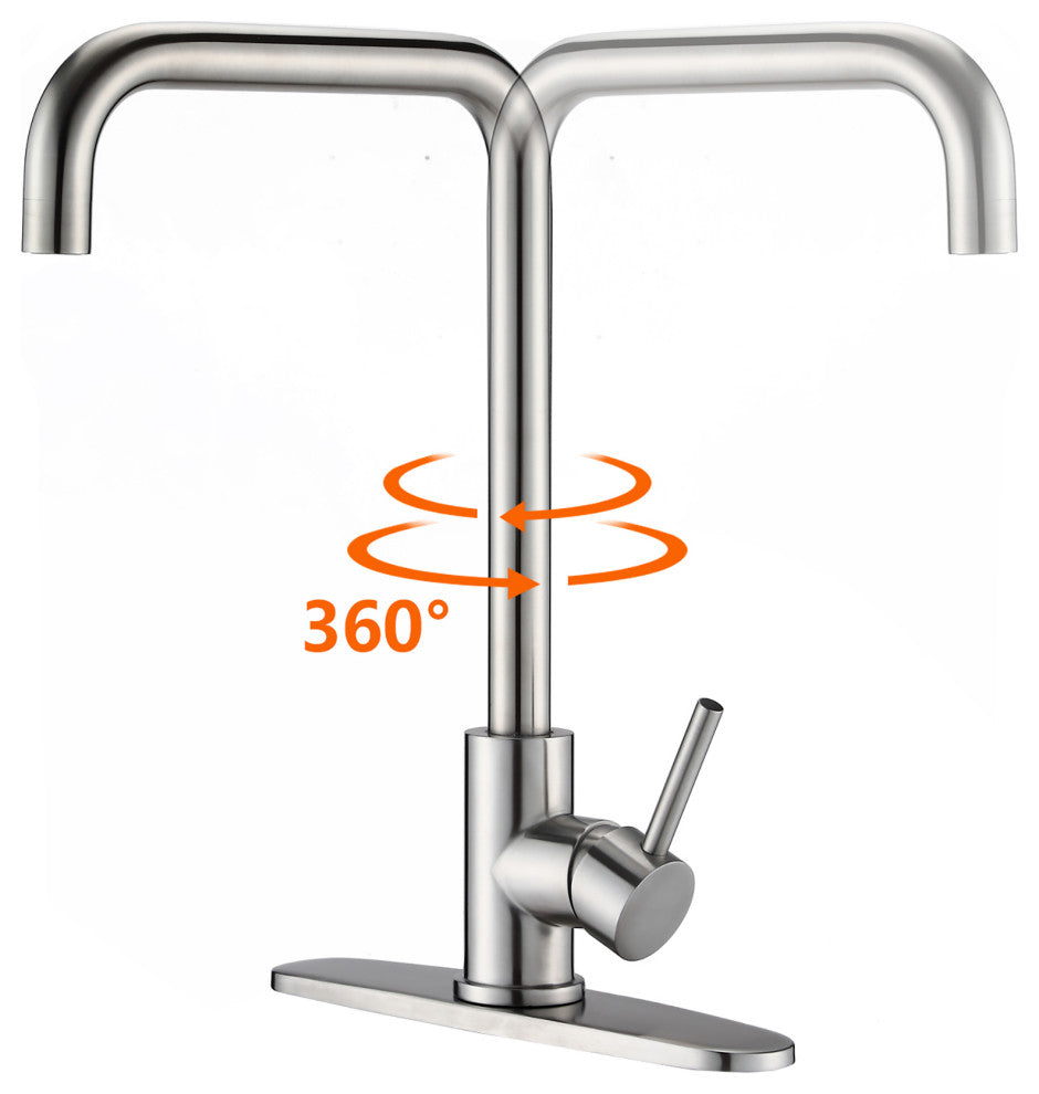 Single Handle Deck Mounted High Arc Kitchen Faucet with Soap Dispenser