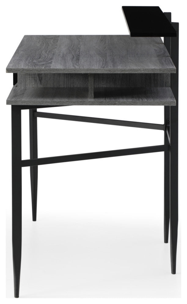 Loft Lyfe Nechama Desk, 1 Storage Drawer, Gray/Black 43.3Lx22.8Wx34.8H