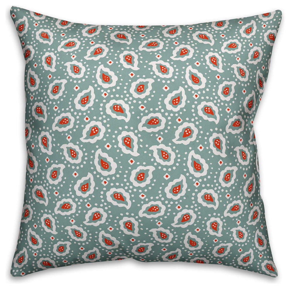 Paisely Pattern, Blue Throw Pillow, 20"x20"