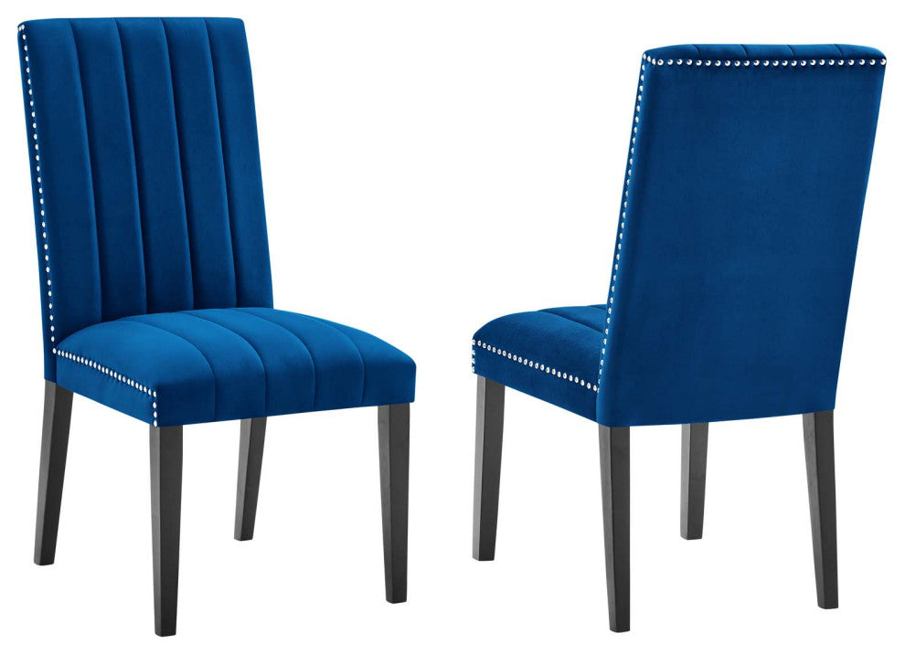 Catalyst Performance Velvet Dining Side Chairs, Set of 2, Navy