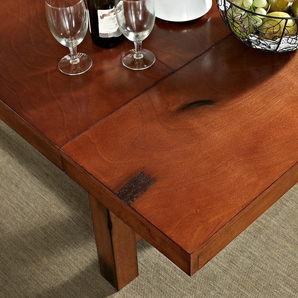 6-Piece Wood Dining Set - Distressed Dark Oak
