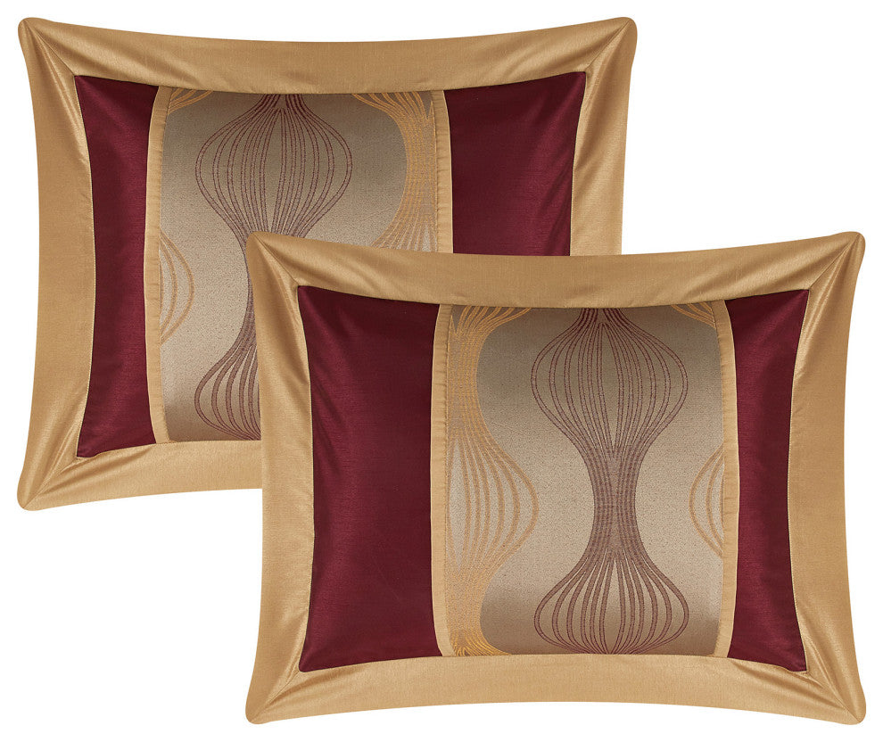Kath 7-Piece Jacquard Comforter Set, Wine Gold, King