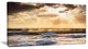 "Sunrise And Roaring Blue Sea Waves" Beach Canvas Wall Art, 40"x20"