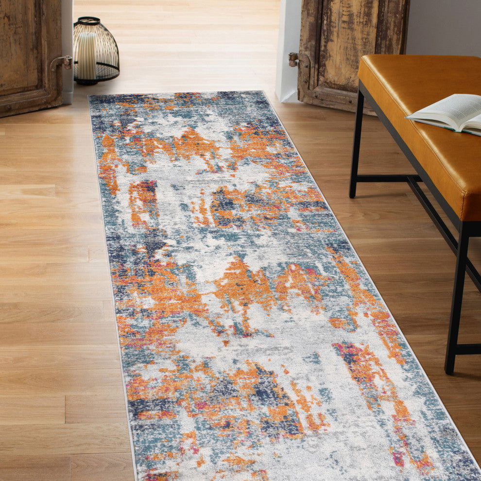 Montana Joanna Runner, Orange, 2'7" x 8', Abstract