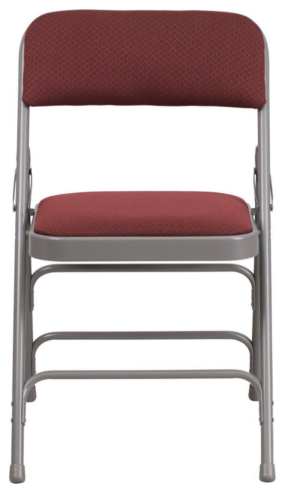 2 Pack HERCULES Triple Braced & Double Hinged Upholstered Folding Chair, Burgundy Pattern