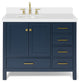ARIEL Cambridge 43" Left Offset Oval Sink Midnight Blue Vanity Quartz Top