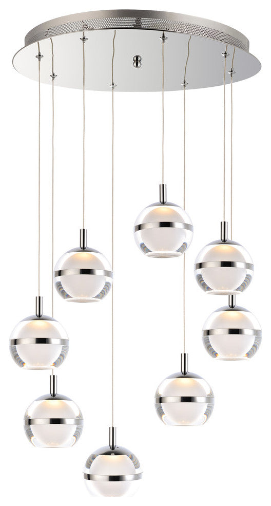 ET2 Lighting Swank 8-Light Pendant, Polished Chrome