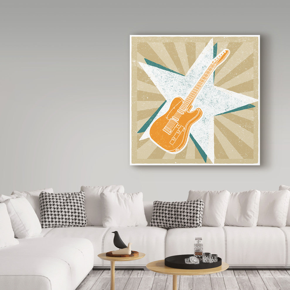 John W. Golden 'Guitar Brown' Canvas Art, 35"x35"