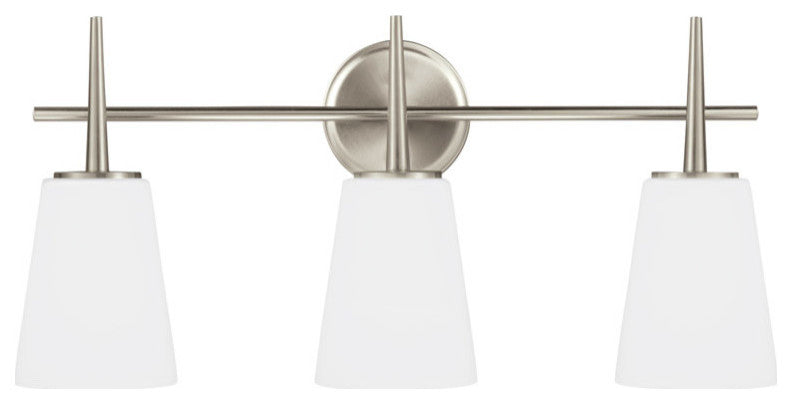 Sea Gull Lighting Driscoll 3-Light Wall/Bath, Brushed Nickel