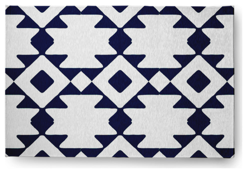 Geometric Soft Chenille Area Rug, Navy, 4'x6'