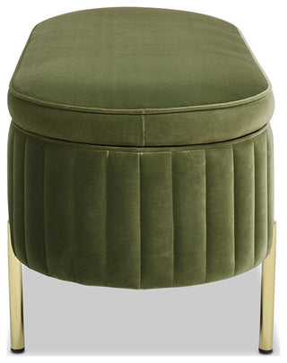 Chloe Modern Glam Storage Bench, Olive Green Performance Velvet