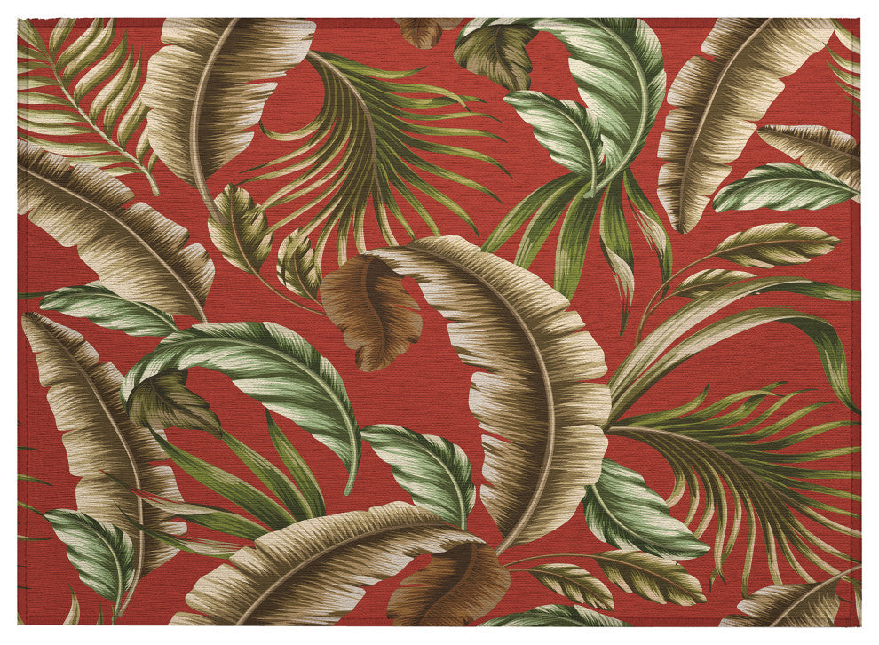 Indoor/Outdoor Tropics TC1 Paprika Machine Washable 1'8" x 2'6" Rug