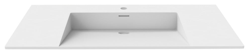 CastelloUSA Vanish Minimalist Wall Mount Bathroom Sink, White, 36''