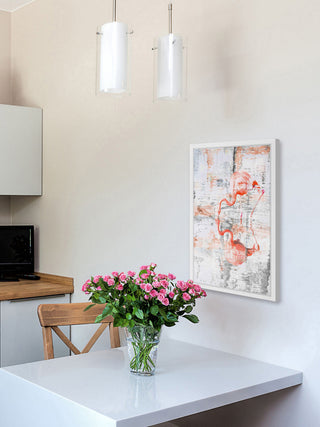 Parvez Taj "Flamingo Reflection" Framed Painting Print, 12"x18"