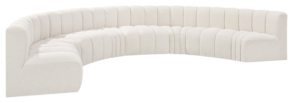 Arc Boucle Fabric Upholstered 8-Pc. Inward Curved Modular Sectional, Cream