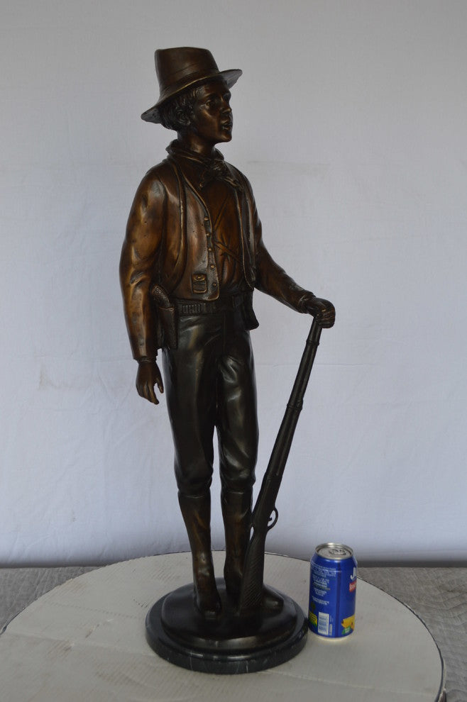 Billy the Kid Bronze Statue mounted on Marble Base -  Size: 11"L x 9"W x 31"H.