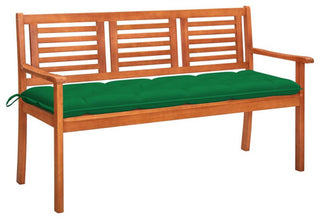 vidaXL Patio Bench Wooden Bench Loveseat with Cushion Solid Wood Eucalyptus