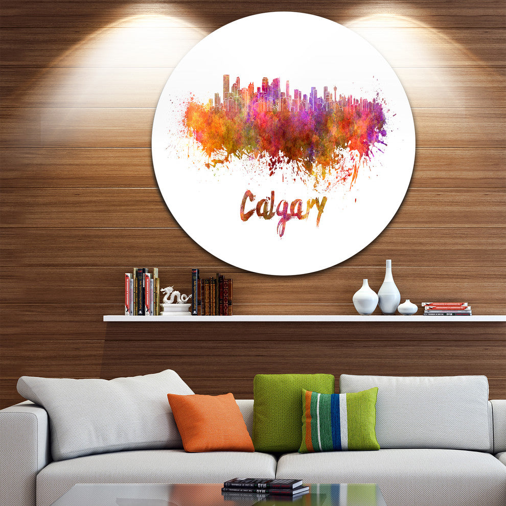 Calgary Skyline, Cityscape Disc Metal Artwork, 11"