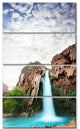 Amazing Waterfall under Cloudy Sky, Landscape Canvas Art, 28"x48", 4 Panels