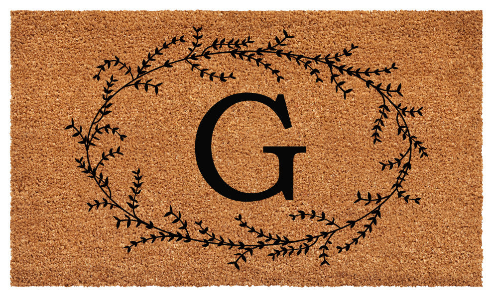Calloway Mills Rustic Leaf Vine Monogrammed Doormat, 36"x72", Letter G