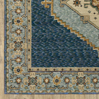 Adeline Traditional Double Medallion Blue/ Gold Area Rug 3'3" x 5'2"