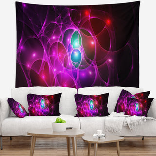 Pink Glowing Bubbles Time Abstract Wall Tapestry, 80"x68"
