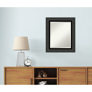 Tuxedo Black Beveled Bathroom Wall Mirror - 21 x 25 in.