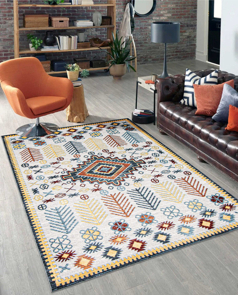 Aqua Gypsy Area Rug, Gray, 5'x7'