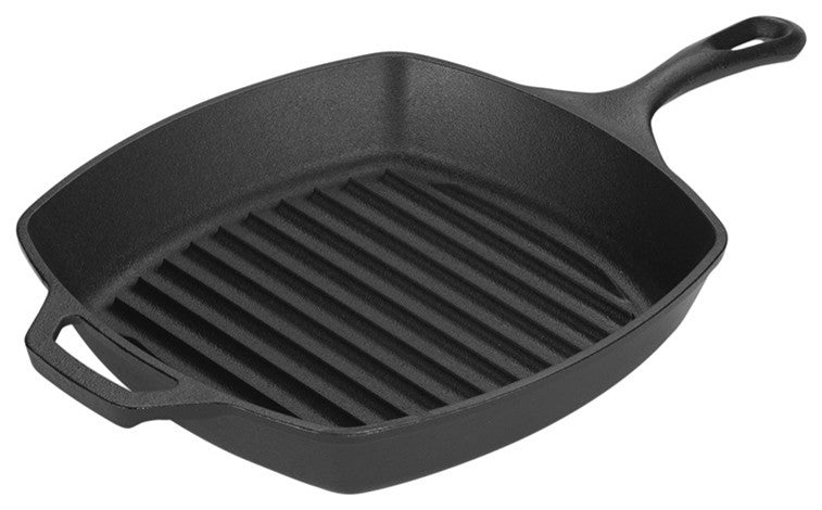 LodgeÂ® L8SGP3 Square Cast Iron Grill Pan, 10.5"